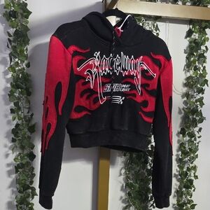 Red Women's Black and Red Graphic Sweater